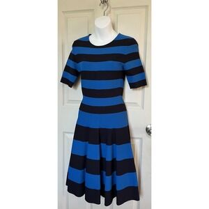 Akris Punto Blue Striped A-line Knit Dress Womens 6 Preppy Chic